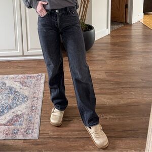 Denim Forum Women's Straight Leg Jeans in Washed Black